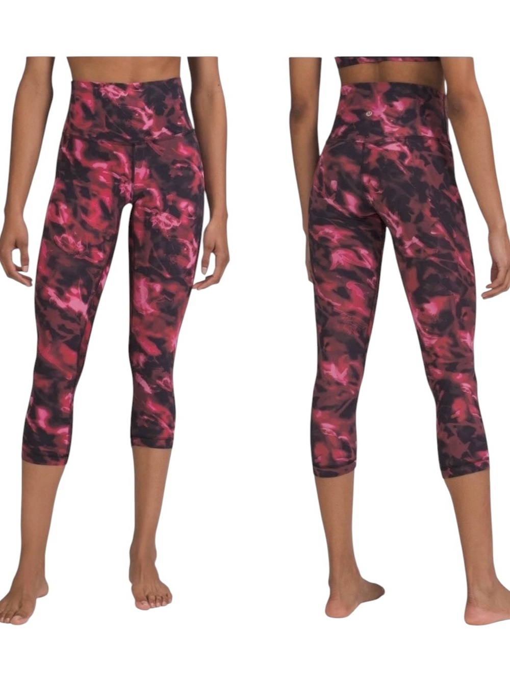 Lululemon Align 21" Crop Intensity Pink Blossom Multi Soft Yoga Leggings 6